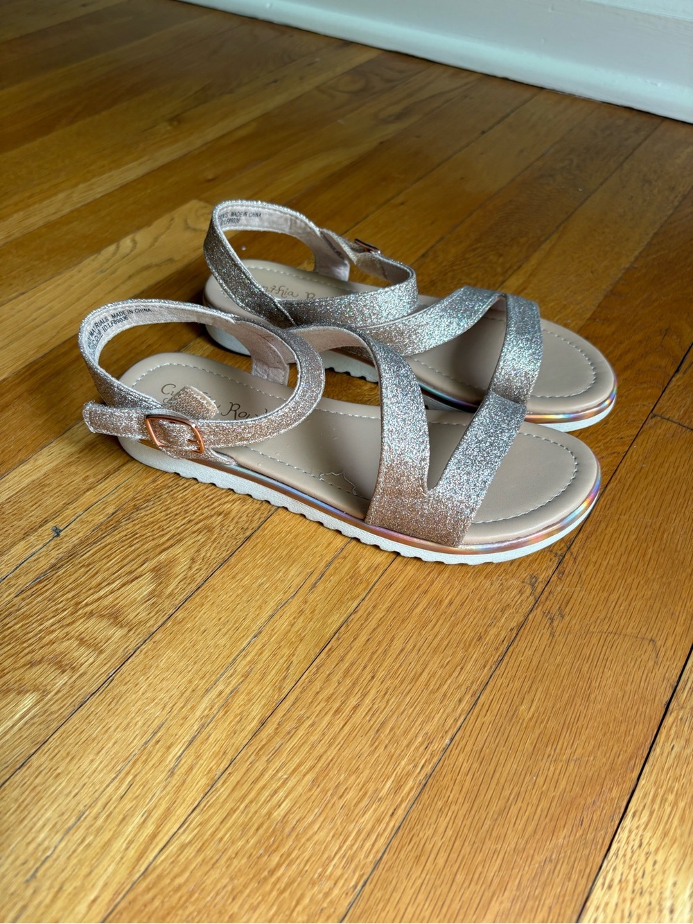 Cynthia Rowley Girls' Glitter Sandals - Rose Gold